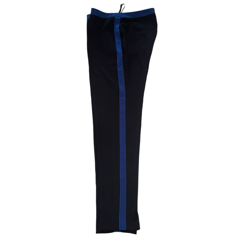 Leifsdottir Black Ankle Pants Blue Side Stripe Sz 6 Tailored Slim Fit